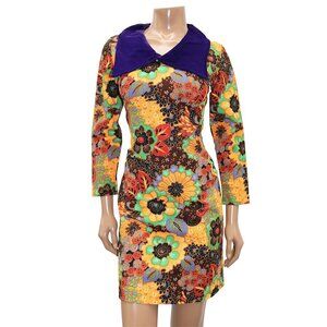 60s Vintage Mod Floral Flower Power Mini Dress S